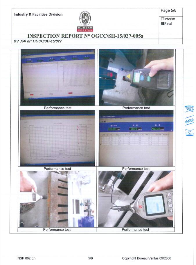 法國必維國際檢驗集團(tuán)檢驗合格報告